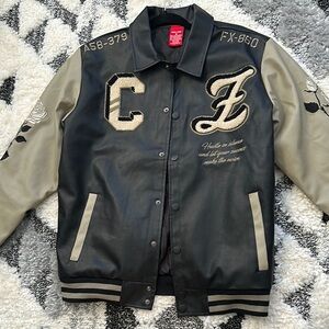 Black and Beige Varsity Jacket